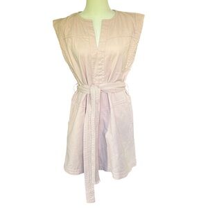 BANANA REPUBLIC Split Neck Belted Dress 100% Cotton Blush Pink Size Small